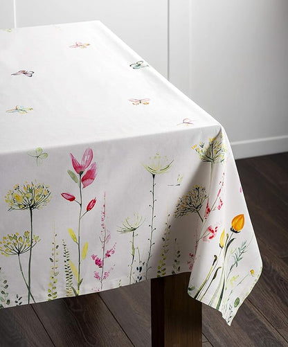 Maison d' Hermine Table Cloth Rectangle Table 100% Cotton 60 x 90 Inches Tablecloth Reusable Decorative for Dining Room, Farmhouse, Home, Party, Festive & Wedding Spring Summer - Botanical Fresh
