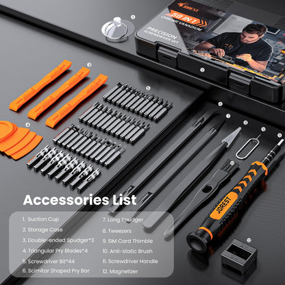 JOREST 40Pcs Small Precision Screwdriver Set with Torx Triwing Phillips, Mini Repair Tool Kit for Macbook, Computer, Laptop, PC, iPhone, PS5, Xbox, Switch, Glasses, Watch, Ring Doorbell, Electronics