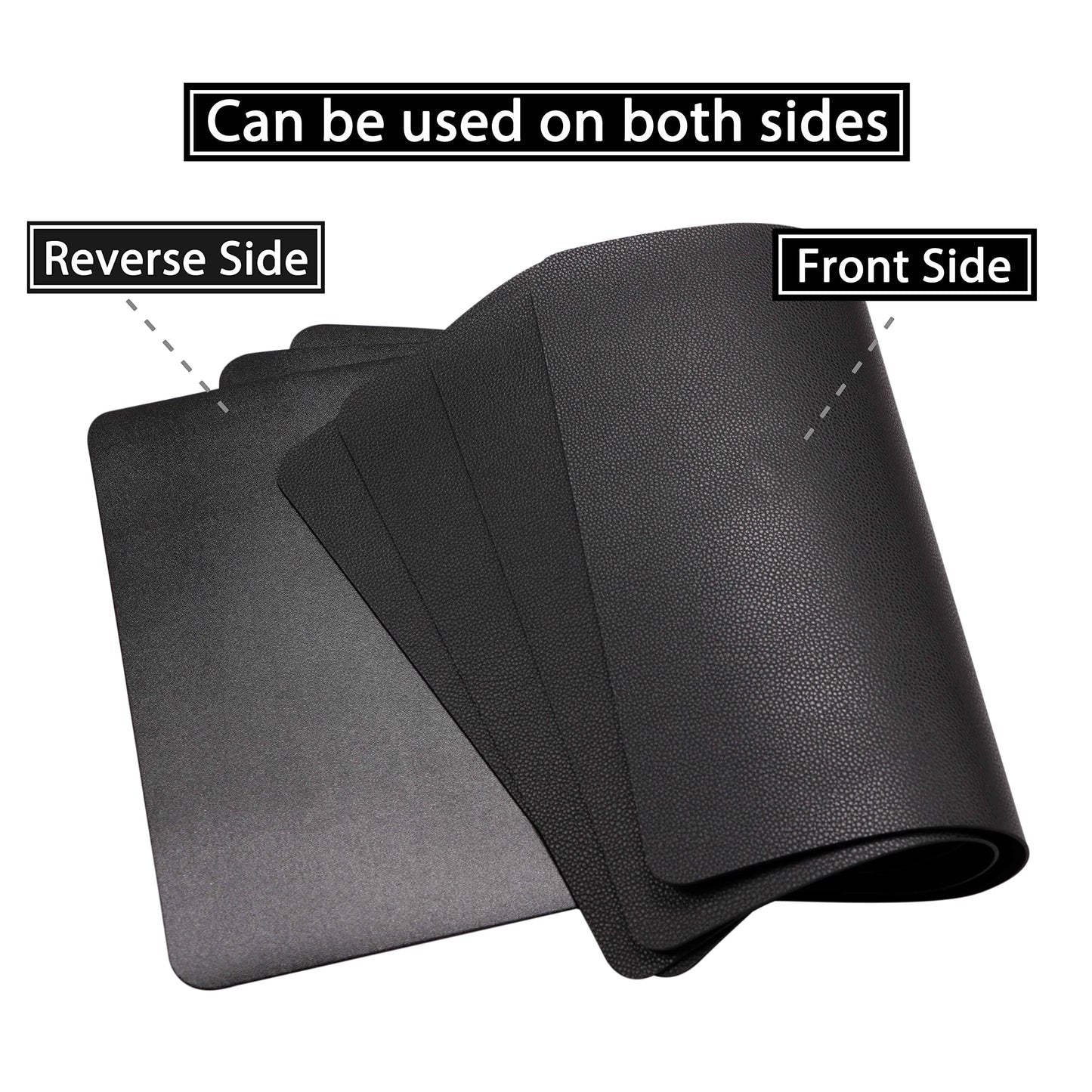 Wipeable Placemats Leather Table Mats Waterproof Heat-Resistant Easy to Clean for Dining Table Set Kitchen Table (6, Black)