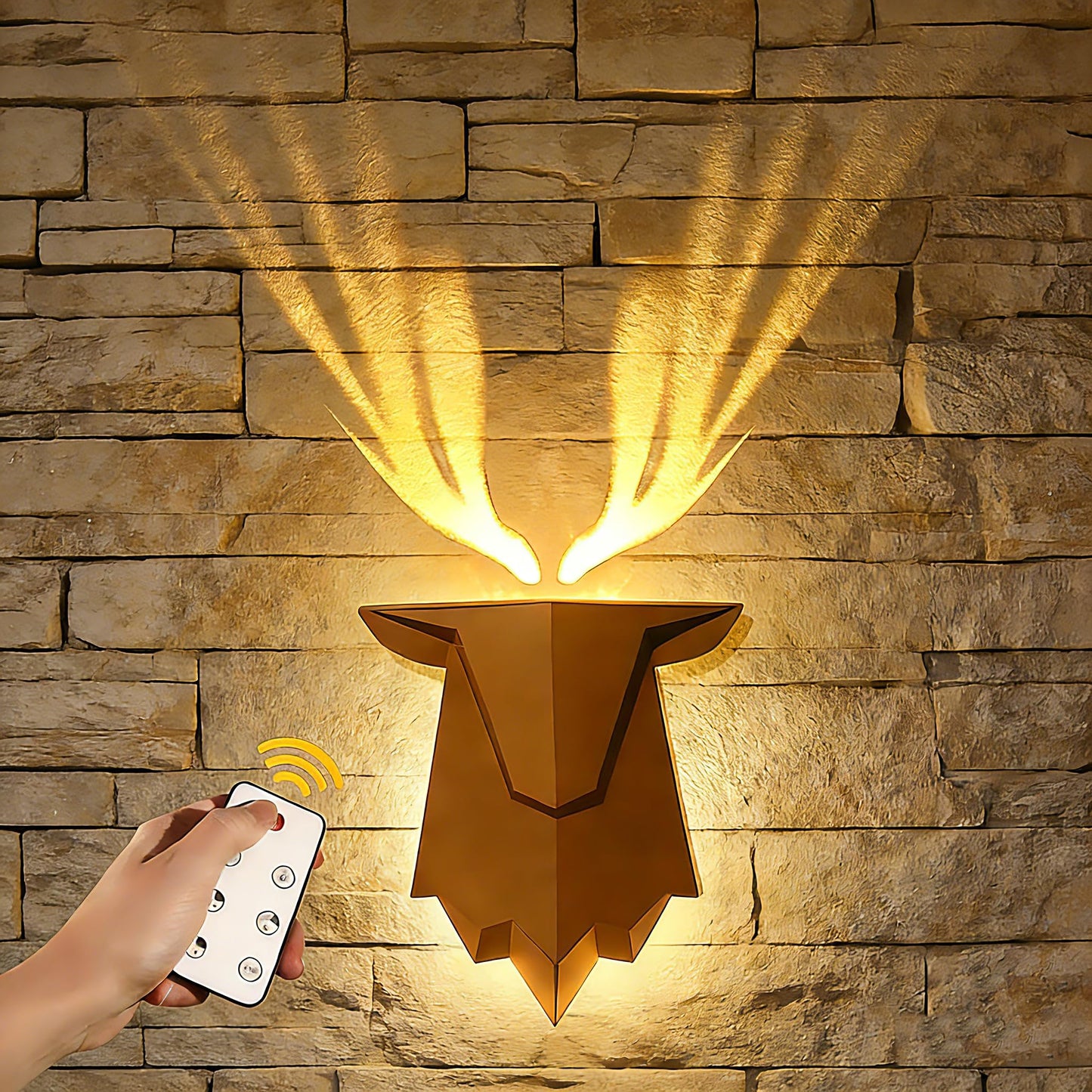Tarinks Deer Night Light with Remote Control, Rechargeable Antler Lamp, Dimmable Deer Wall Light, Deer Sconce Gifts for Women Men Dad Husband Uncle Brother Friend, Hallway Stairway Home Decor