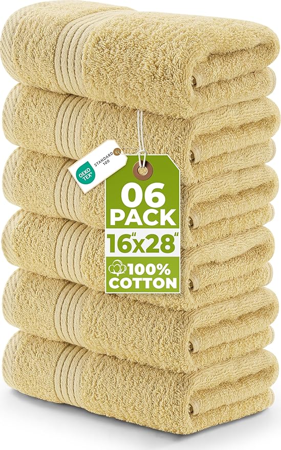 Utopia Towels 6 Piece Premium Hand Towels Set, 16 by 28 inches, 100% Ring Spun
