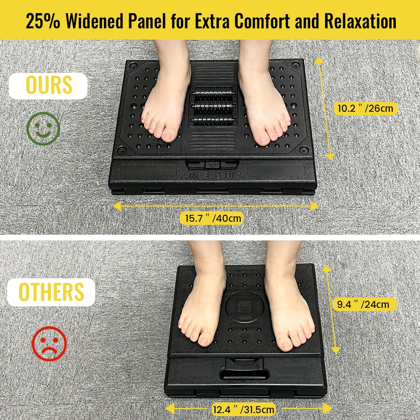 Foot Rest for Under Desk at Work Enlarged, Ergonomic Footrest with Adjustable Height and Angle, Foldable Foot Stool with Removable Pad Massage Beads for Office Gaming Chair Black