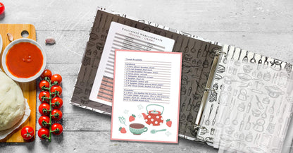 Better Kitchen Products Recipe Binder, Full Page 3 Ring Standard Binder Organizer Set (with 50 Page Protectors & 12 Category Divider Tabs) 11.5" x 12" Sleek Kitchen Design