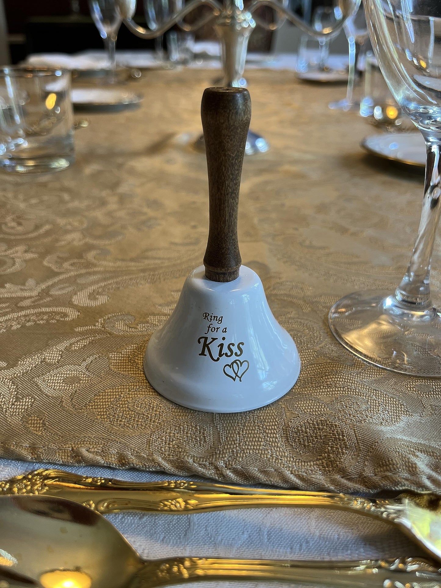 Bevin Bells Ring for a Kiss Wedding Bell | Loud Cowbell, Tea Bell or Ornamental Bells | Party Bell | Wedding Reception & Rehearsal Dinner Bells | Countertop Service Call Bell | Made in CT, USA