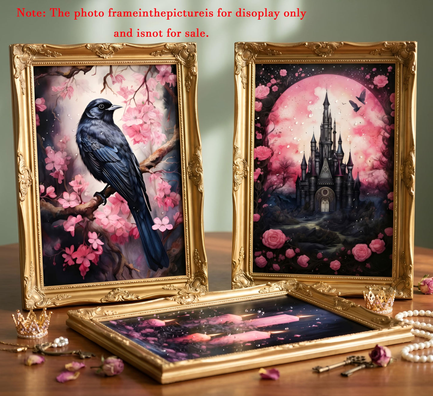 Bexzeak 3PCS Halloween Raven Canvas Wall Art Unframed