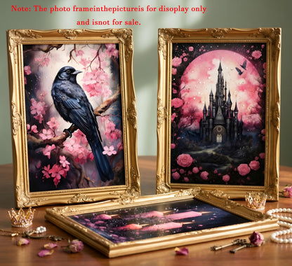 Bexzeak 3PCS Halloween Raven Canvas Wall Art Unframed