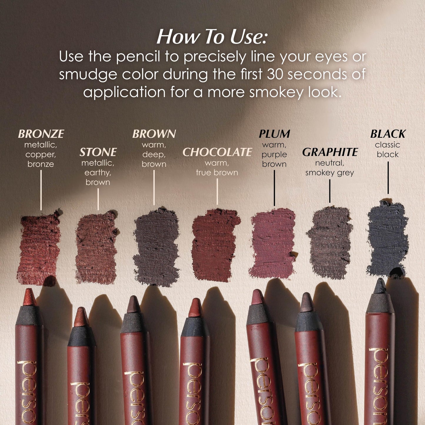 PERSONA 24HR Graphite Waterproof Eyeliner Pencil | Creamy, Smudgeable Pencil for Lash Line & Waterline | All-Day to All-Night Wear | Vegan, Cruelty-Free, Paraben-Free | Made in USA