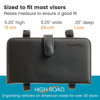 High Road Car Document Holder - Registration and Insurance Card Holder and Car Visor Organizer with 6 Clear Pockets and Pen Loop for Driving Documents, Cards and Paperwork