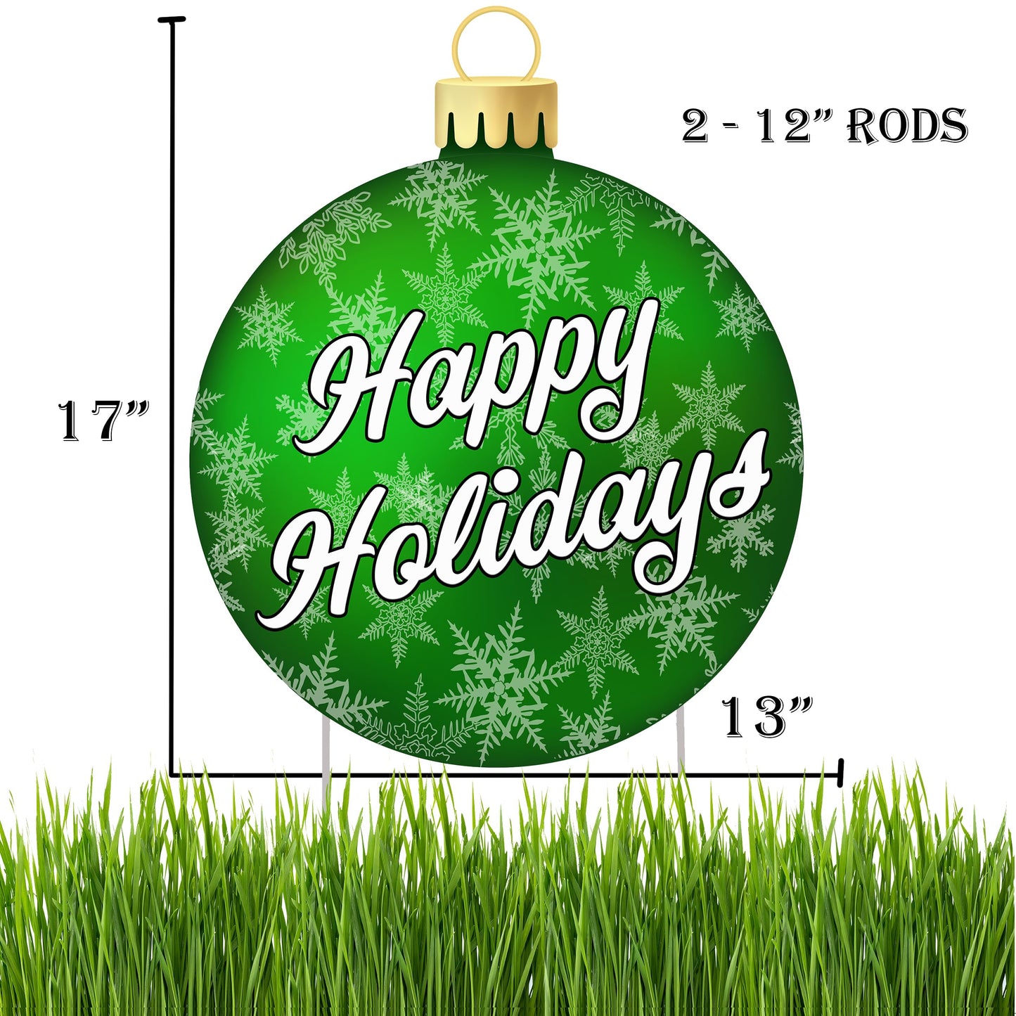 Rogue River Tactical Christmas Classic Yard Sign for Home Decor and Lawn Decoration With Stakes Green Ornament - Happy Holidays