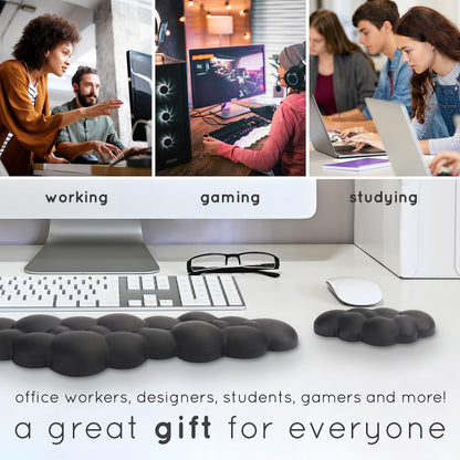 Create-ables Qloud Cloud Wrist Rest Keyboard Wrist Rest for Computer Keyboard Pad, Cloud Keyboard Wrist Rest, Wrist Pad for Keyboard, Memory Foam, Non Slip Base, Comes with Mouse Pad - White