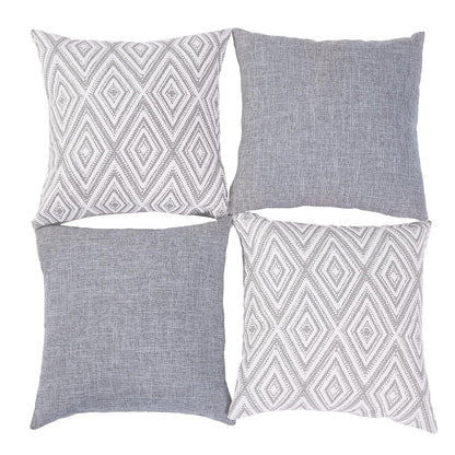HPUK Throw Pillow Covers 18x18 Inch Set of 4, Linen Decorative Pillow Covers, Accent Cushion Covers for Couch Sofa Bed Bedroom Living Room Décor, Grey