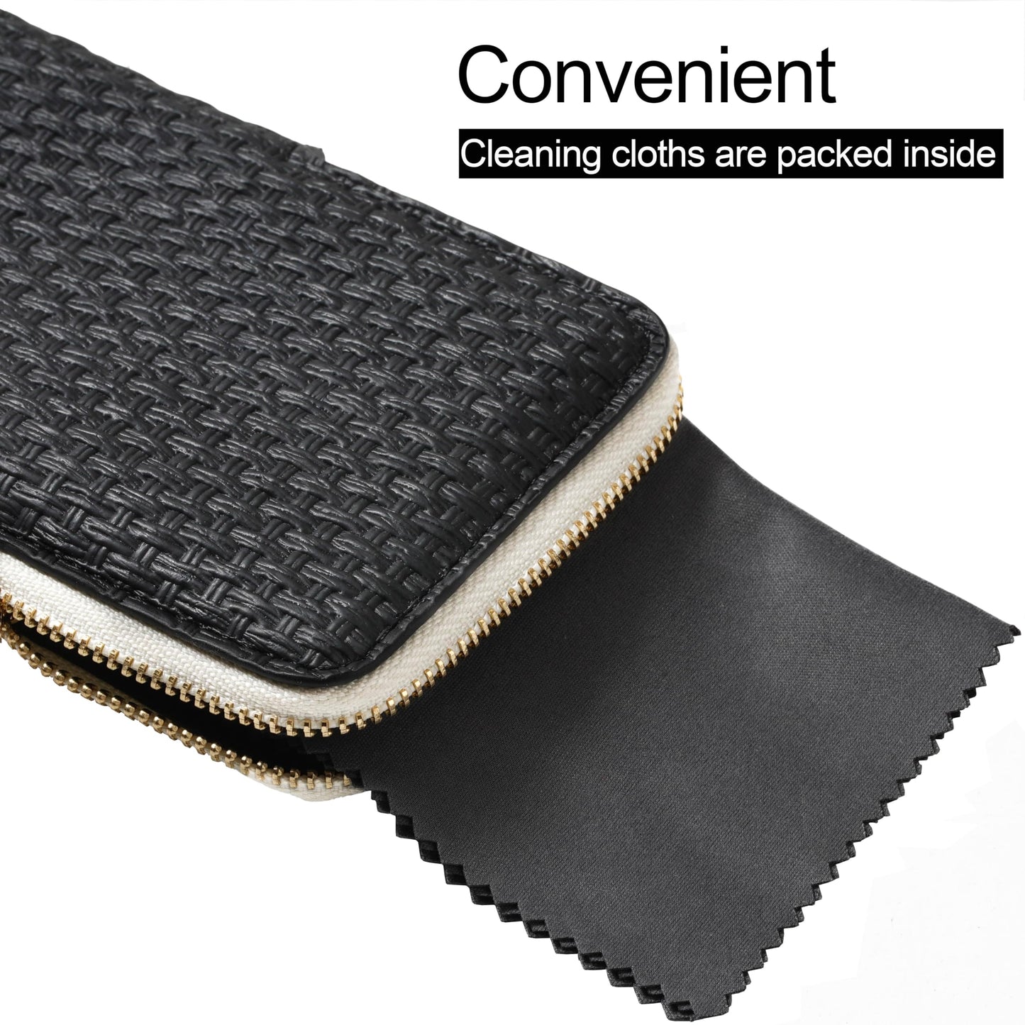 Cockatoo Portable Glasses Case, Drop-Resistant Eyewear Storage Pouch, Slim Soft Case for Sunglasses, with Cleaning Cloth (Black)