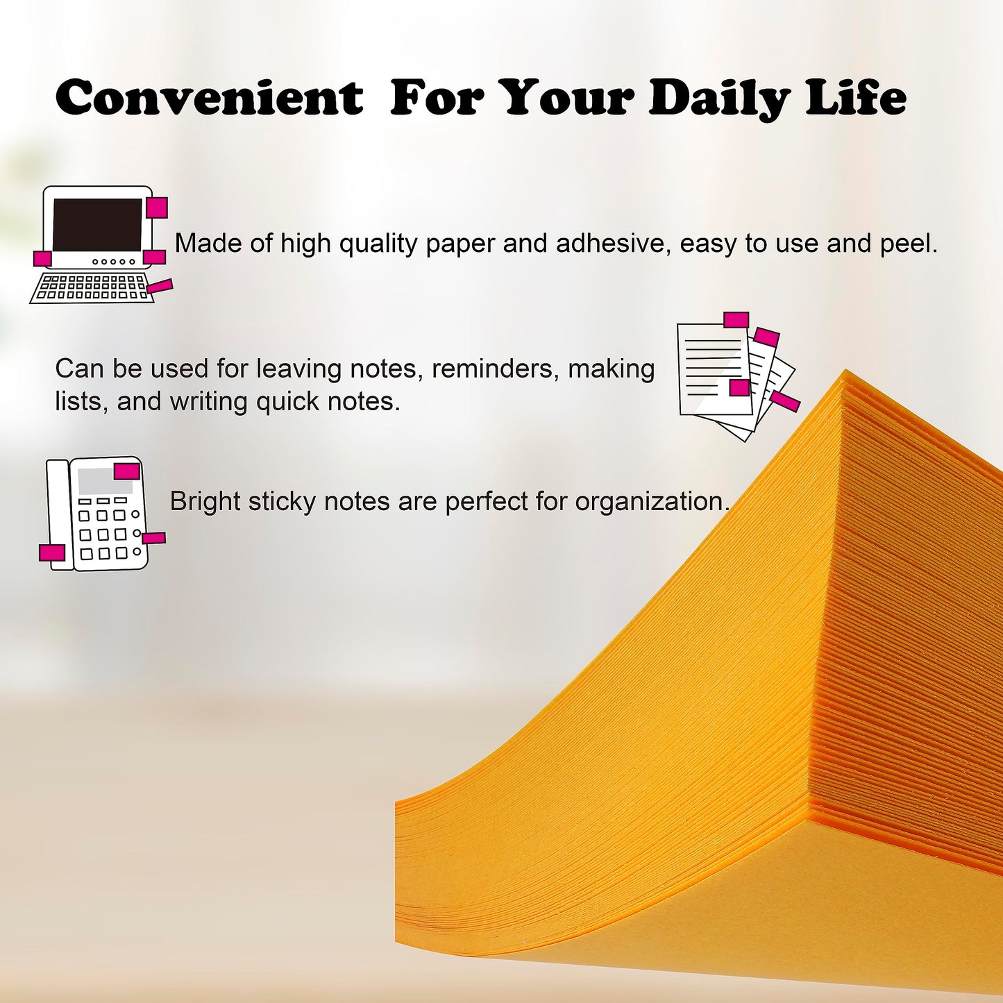 Woswel Sticky Notes Bulk 3 x 3 in, 60 Pads Adhesive Paper Memo, 85 Sheets/Pad, 6 Bright Colors, Self-Stick Notes, Easy to Post for Home, Office, School