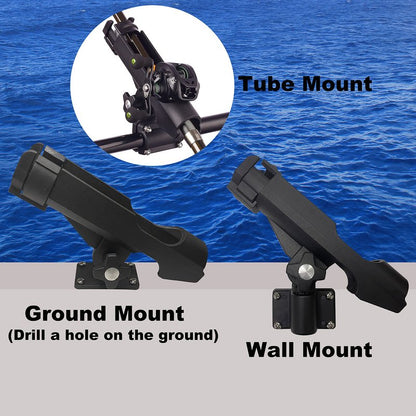 HiUmi Adjustable Black Fishing Rod Holder for Boat Kayak Swivel Side Mount Kits Tackle (RH40-4Pack)