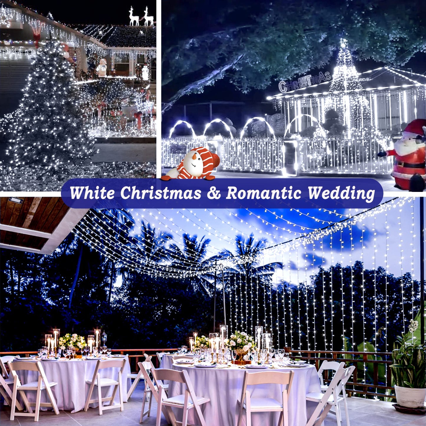 KNONEW 403FT 1000 LED Christmas Lights Outdoor String Light 8 Modes & Timer Fairy Lighting Plug in Waterproof for Xmas Yard Tree Wedding Party Holiday Decorations (Cool White)
