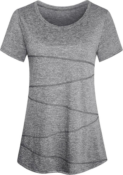 Workout Tops for Women - Short Sleeve Quick-Dry Yoga Shirts | Stylish Line Decor