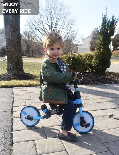 besrey 5-in-1 Toddler Tricycle with Push Handle, Grow with Me Kids Trike for 1-3 Years, Balance Bike & Tricycle, Adjustable Parent Steering, Safety Seat with Backrest