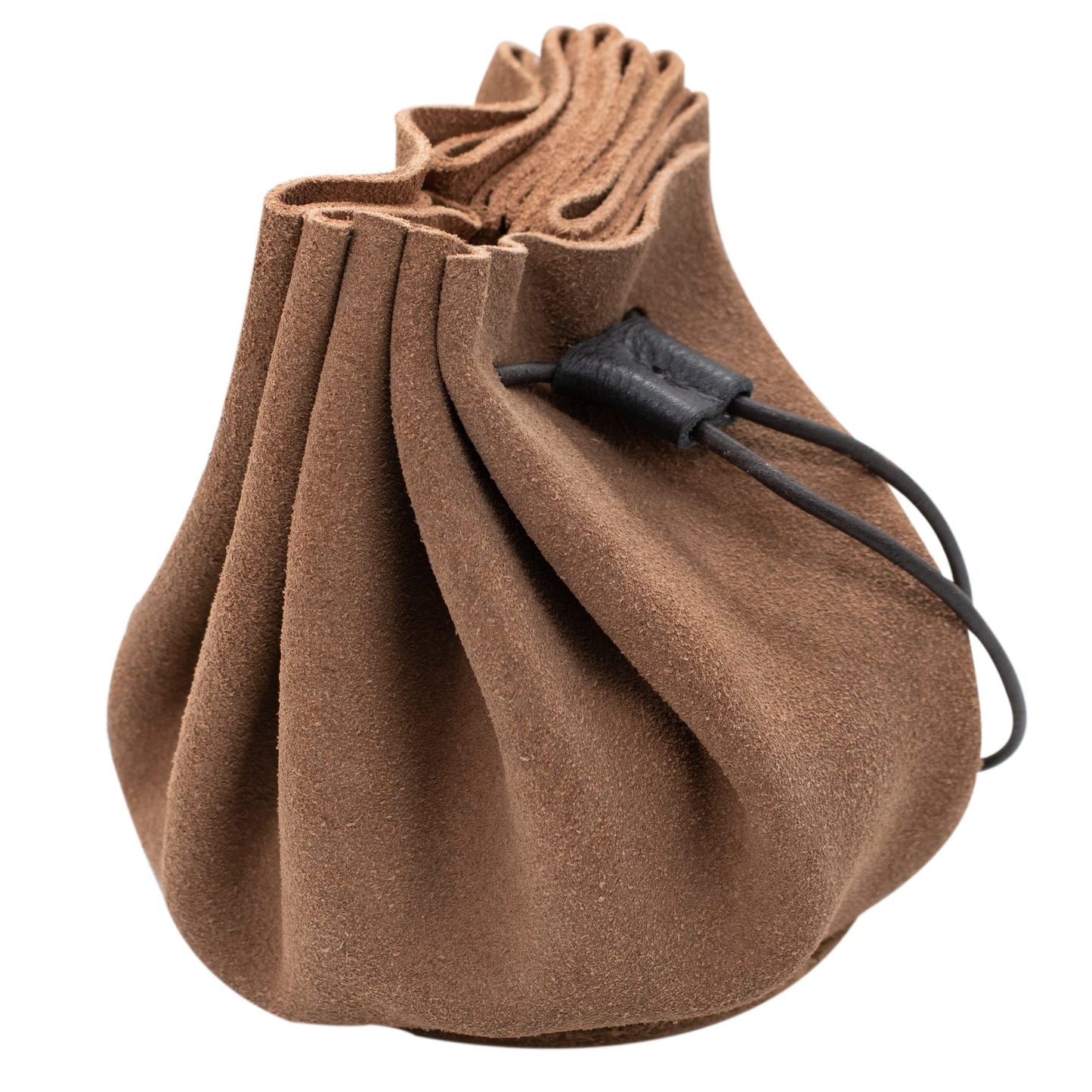 Mythrojan medieval leather pouch suede drawstring belt bag for larp, viking, renaissance cosplay, coin & jewelry waist purse- brown, 4.9"x3.5"
