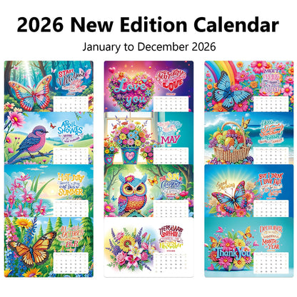 ILYUFO 2026 Diamond Painting Calendar, Diamond Art Kits for Adults, Ideal Desktop Ornaments & Thoughtful Female Gifts (Butterfly and Flower)