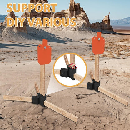 POSTYBAY 2x4 Target Stand Brackets Set, Heavy Duty Y & T Connectors with 12 Hanger Hooks, 0.2”Thick Steel Frame (1.6" x 3.6" I.D) for AR500 Steel Targets, Outdoor Shooting Range & Archery Training