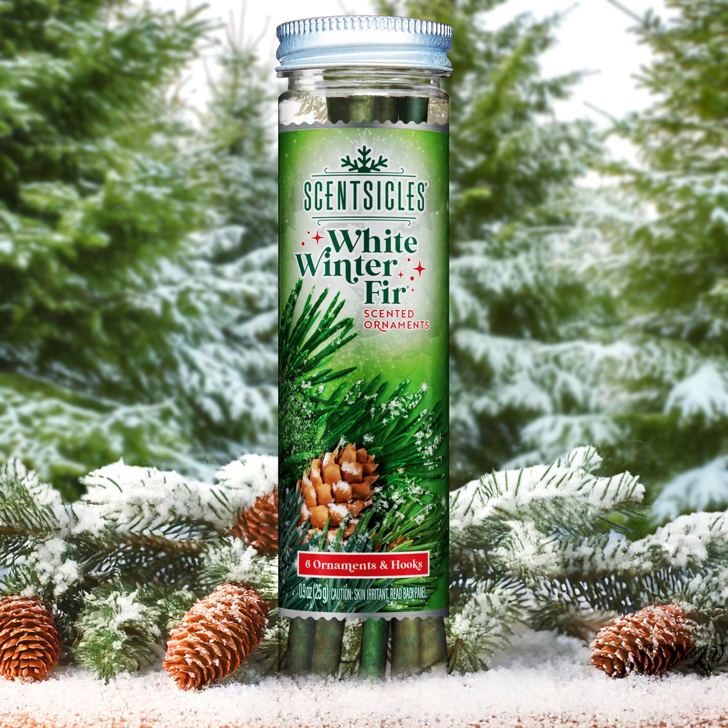 Scentsicles White Winter Fir Scented Christmas Ornaments with Hooks