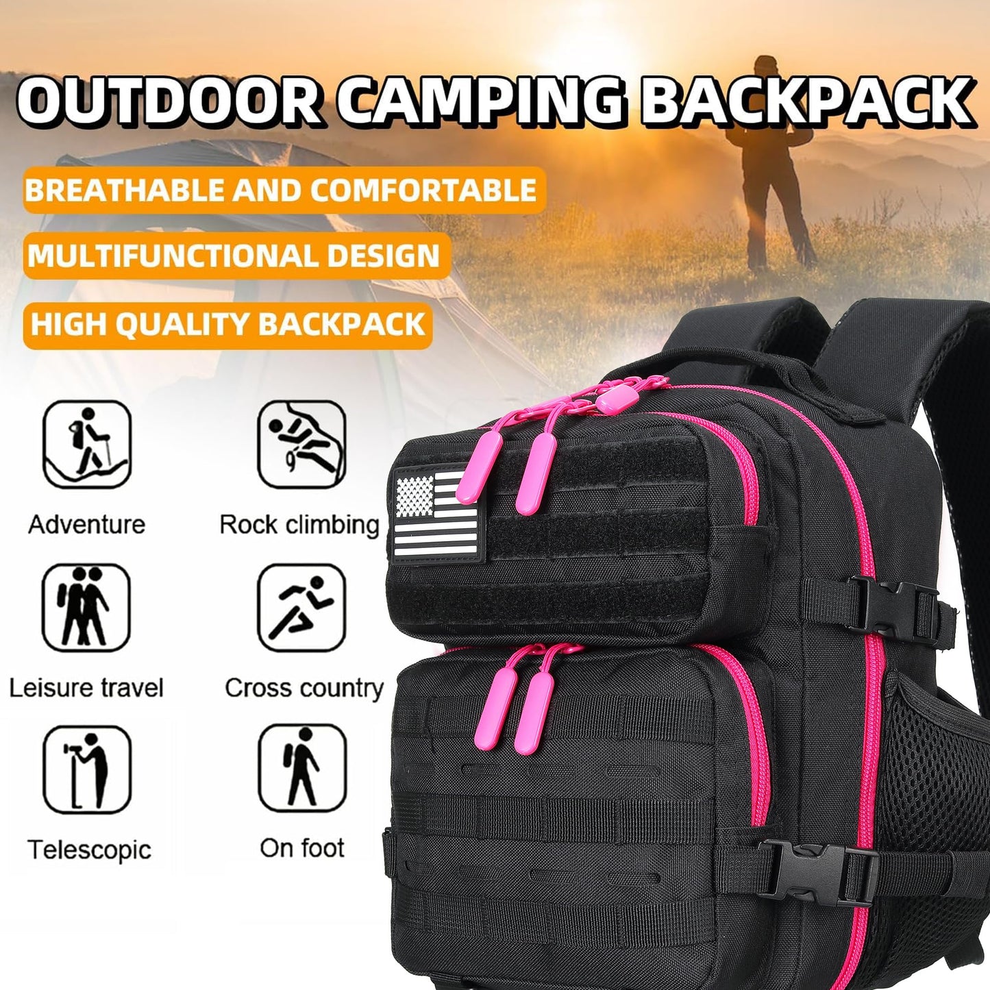 HongXingHai 9L Mini Tactical Backpack for Men and Women Tactical Backpack Small for Hiking Small Tactical Bag Fitness Pack