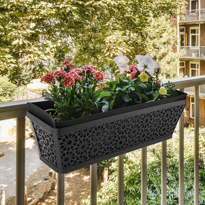 Adnee 2 Pcs 24 Inch Fabric Plant Window Box Liners-Rectangular Non-Woven Planter Basket Liner-Black Felt Flower Hanging Basket for Outdoor Garden Wall Hanging Planter Flower Vegetables