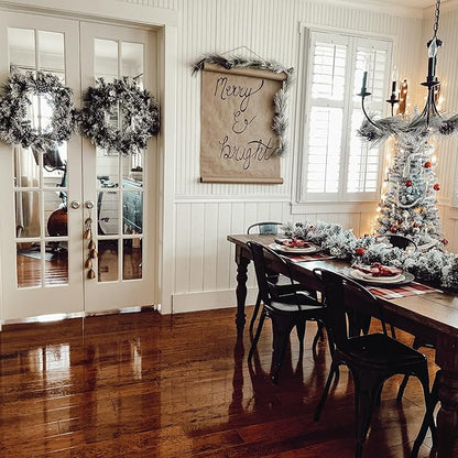 Fraser Hill Farm 24" Wreath and 6-Ft. Garland Set, Snow Flocked with Pinecones, FFCH002SET-0SN