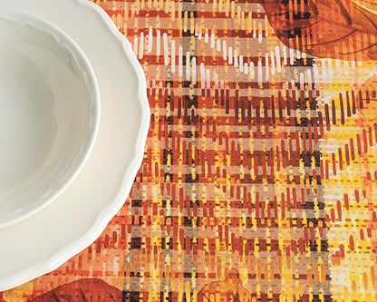 Maison d' Hermine Table Cloth Square Table 100% Cotton 54 x 54 Inches Fall Tablecloth Reusable Everyday Use for Thanksgiving Christmas Decorations Dining Farmhouse Party (Thanksgiving Tartan)