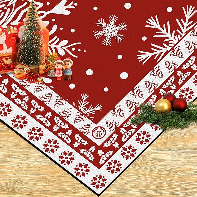 6' X 9' Christmas Rug Red Snowflake Area Rugs Washable for Kids Girls Women Floral Snowflake Carpet for Living Room Bedroom Nursery Dining Room Classroom Indoor Floor Mat