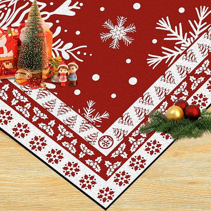 6' X 9' Christmas Rug Red Snowflake Area Rugs Washable for Kids Girls Women Floral Snowflake Carpet for Living Room Bedroom Nursery Dining Room Classroom Indoor Floor Mat