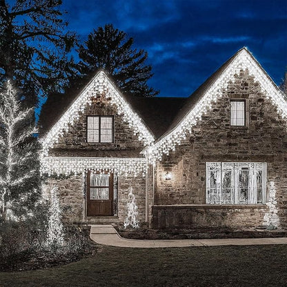 66 Ft 640 LED Christmas Icicle Lights Extra Long 8 Modes Waterproof Icicle String Light with 120 Drops, Fairy Hanging Lights Decor with Remote for Xmas Wedding Indoor Outdoor Cold White