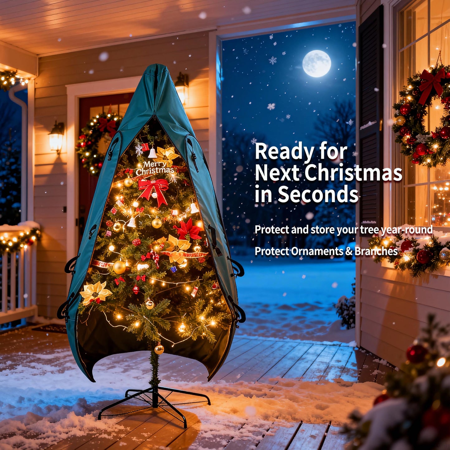 BakCover Upright Christmas Tree Storage Bag 7.5 Ft, Christmas Tree Cover Fit for 6 Ft to 7.5 Ft, Christmas Tree Covers for Upright Storage, Christmas Tree Bag