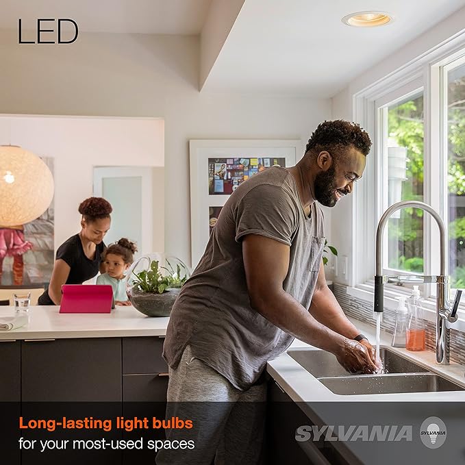 SYLVANIA ECO LED BR30 Light Bulb, 65W = 10W, Dimmable, Frosted Finish, 650 Lumens, 2700K, Soft White - 4 Pack (40870)