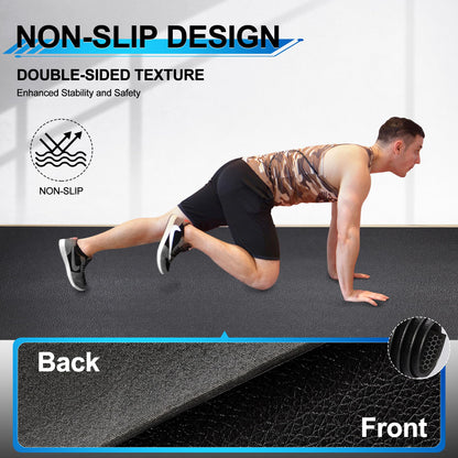 BesWin Large Exercise Mat 8' x 4'(6mm), Extra Thick Workout Mats for Home Gym Flooring, High Density Non-Slip Gym Mats Fitness Mat for Cardio, Weights, Jump Rope, Fitness - Use With or Without Shoes