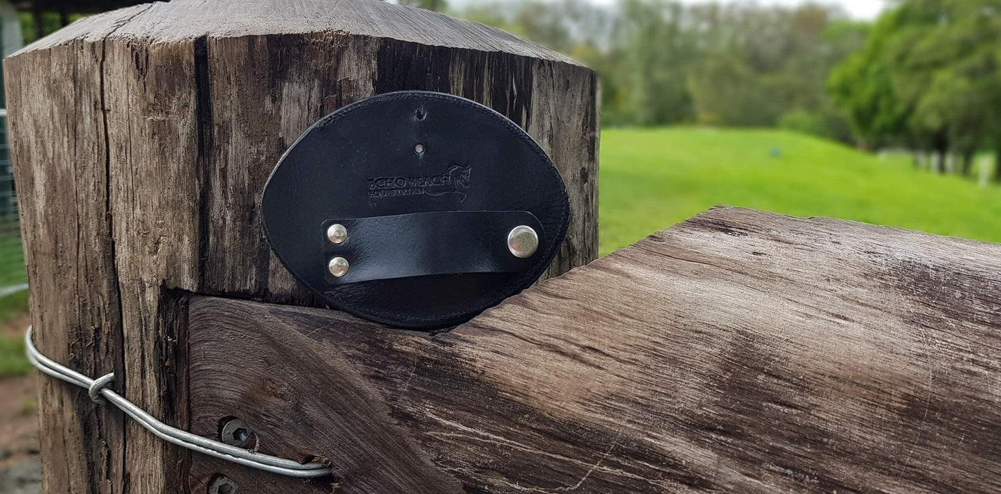 Echo Beach Equestrian Genuine Leather Number Holder Pair for Bridle or Saddle Pad. Oval with 3 Digit Easy Change Numbers. Built in Clip for Secure Attachment. 2 Number Holders Included
