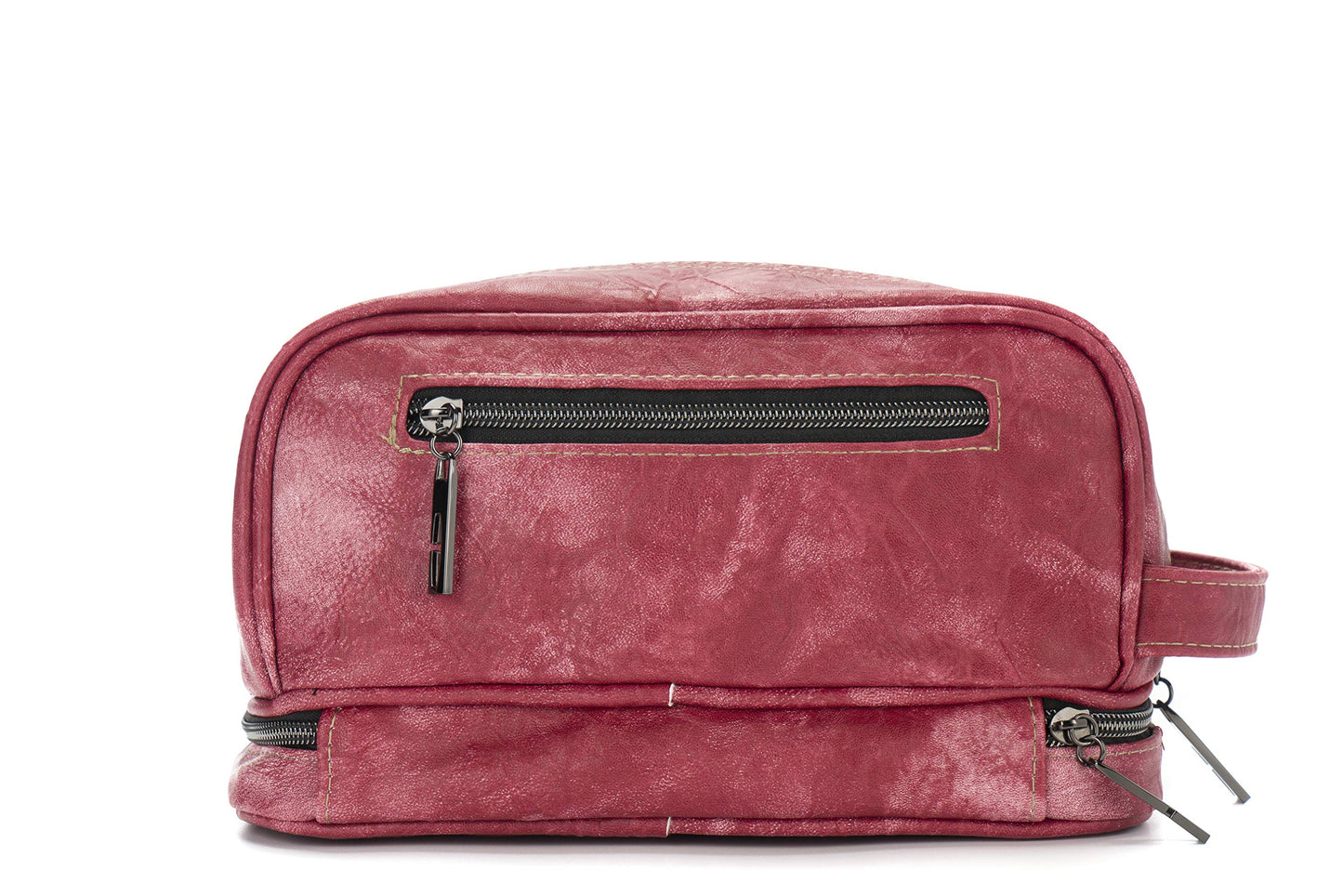 LVLY Toiletry Travel Bag for Men - Large Leather Dopp Kit - Mens Toiletries Bathroom Organizer (Red)