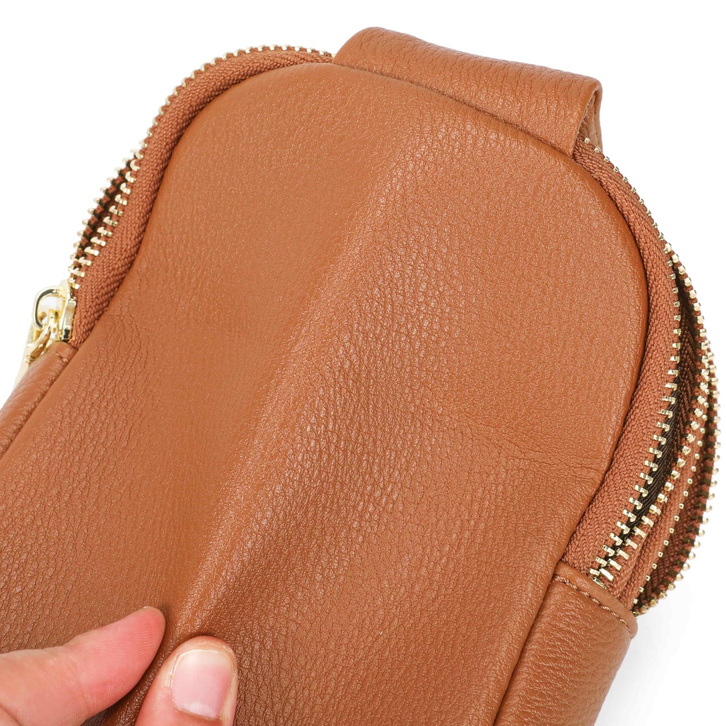 INICAT Women's Small Sling Bag, Lightweight Everyday Vegan Leather Crossbody Purse for Daily Essentials and Travel Light(Brown)