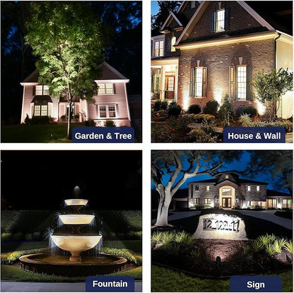 Gardenreet Die-Cast Brass Spot Light Outdoor - 12V Uplighting Waterproof, LED Low Voltage Landscape Lights Metal, Bronze for Fence Fountain with Daytime White MR16 Replaceable Bulbs (12 Pack)