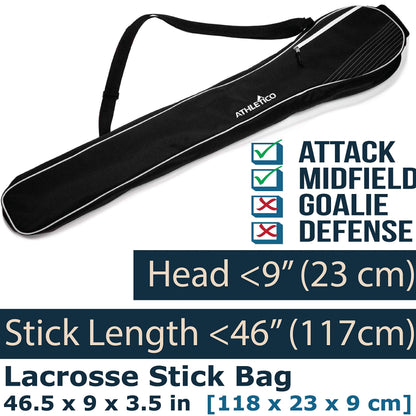 Athletico Lacrosse Stick Bag - Lax Equipment Bags (Black)