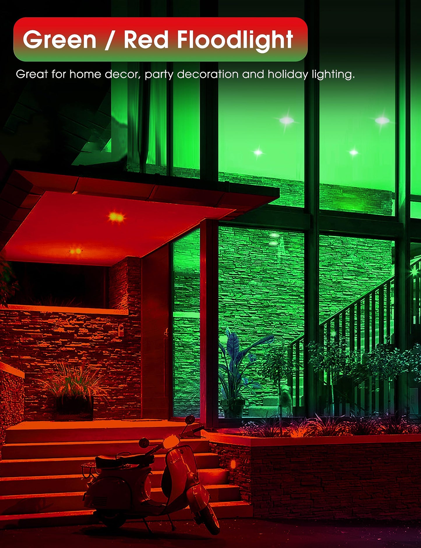 Fulighture Red and Green Light Bulbs 【2 Pack】, Par38 LED Red Green Flood Light Bulbs Outdoor for Christmas Decor 15W E26, Christmas Light Bulb Porch Home Lighting, Non-Dimmable