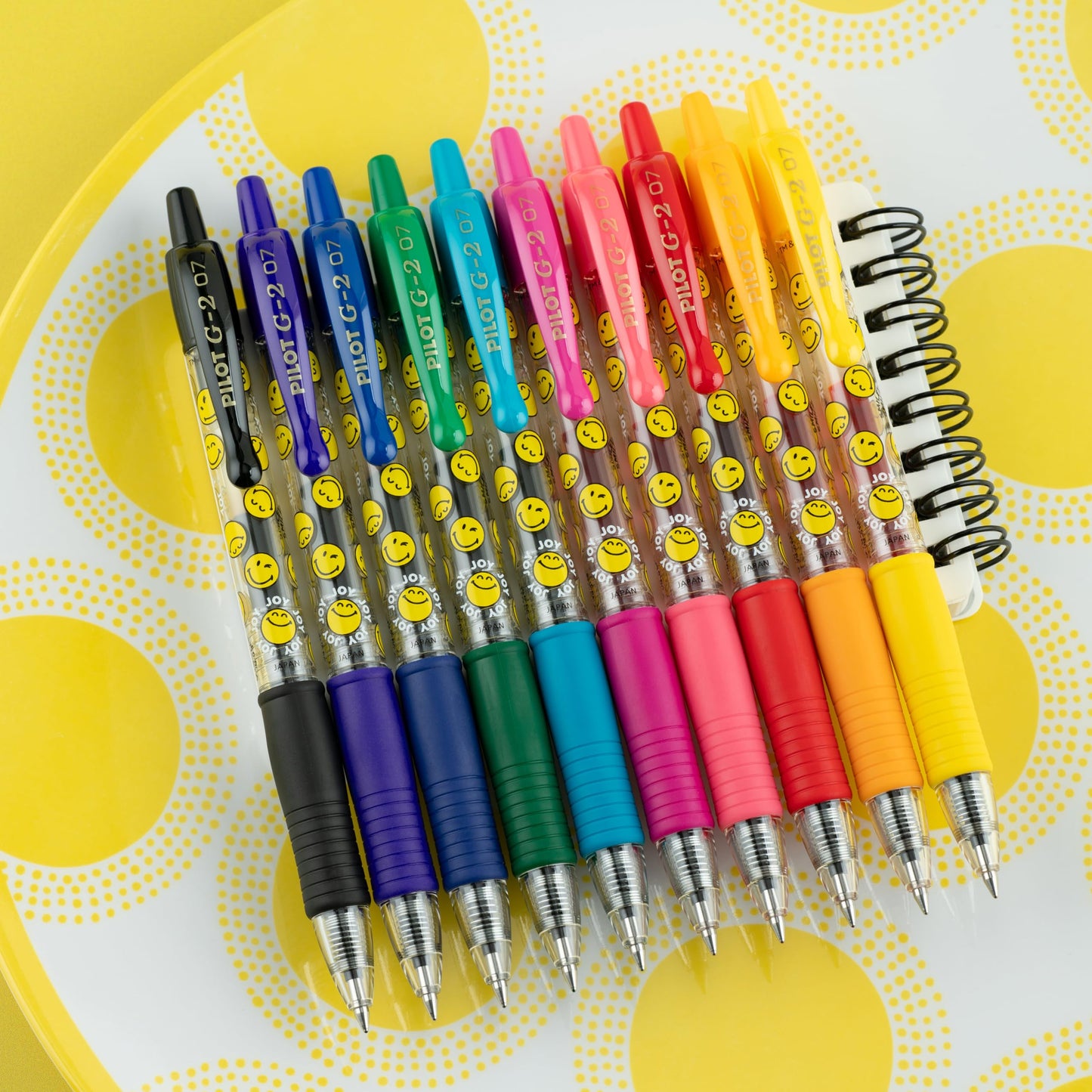 PILOT, G2 Premium Gel Roller Pens, G2 SmileyWorld Collection, Write Happier, 10 Pack Pouch, Fine Point 0.7 mm, Assorted