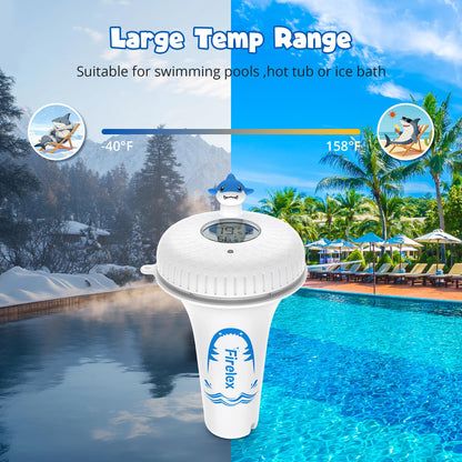 Firelex WiFi Pool Thermometer Wireless with App Remote, Easy Read Smart Thermometer Floating | Digital -40~158℉ Water Temperature Monitor IPX7 | Funny Shark for Swimming Pool, Hot Tub, Spa, Ice Bath