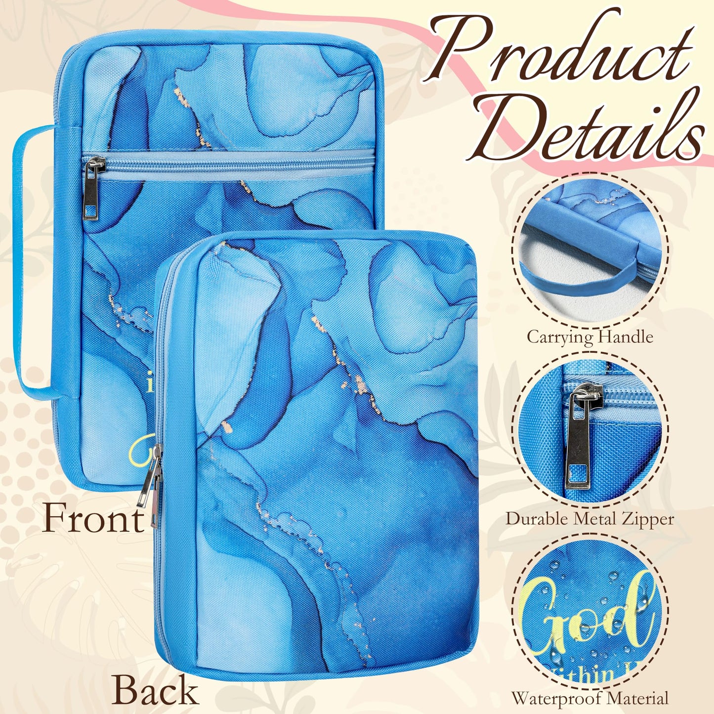 INCOK Bible Journaling Supplies - Bible Journaling Kit God is Within Her Blue Bible Case Bag Tabs Magnetic Bookmarks Gel Pens No Bleed Highlighter Index Tabs Christams Christian Gift for Women