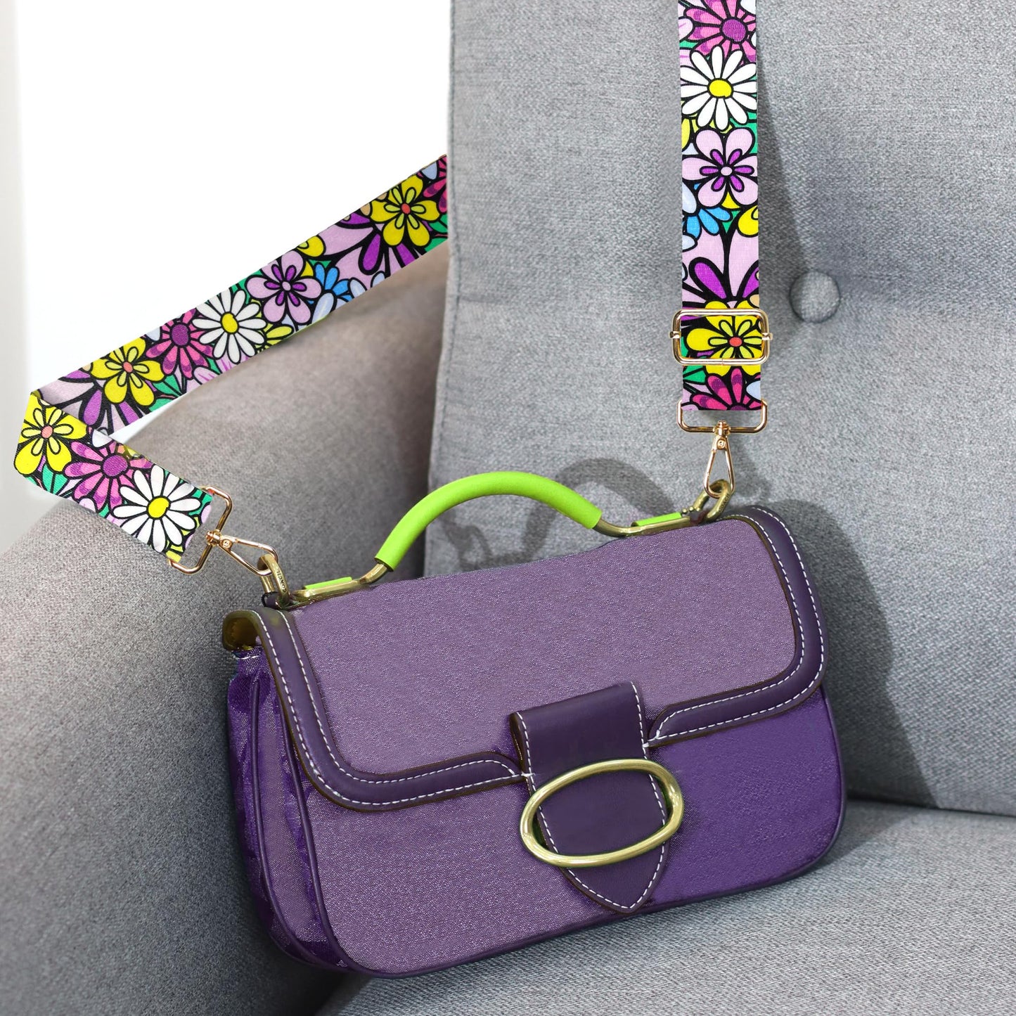 6 Pieces Purse Straps Replacement Crossbody Straps for Purses 1.5 Inches Purse Strap Purse Replacement Straps for Handbags Shoulder Strap (Flower Style)