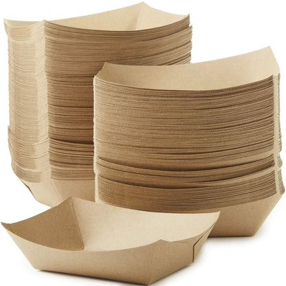 Avant Grub Eco Friendly USA-Made 3lb Food Holder Trays, 50-Pack. Compostable Kraft Paper Dishware Plates for Diners or Concession Stands. Sturdy Disposable 3lb Party Snack Boat. Ideal for Events!