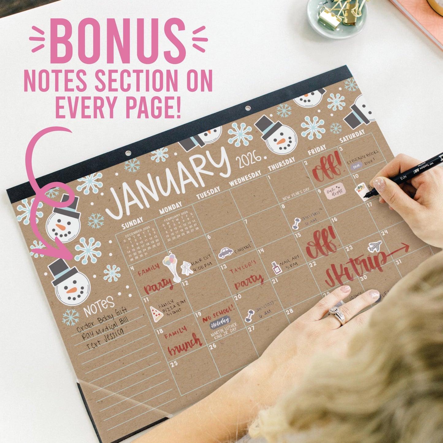 Hadley Designs Large Teacher Desk Calendar 2026-2027 - Desktop Calendar 2026, 18-Month Desk Calendars for Home, Office & Classroom, Cute Classroom Must Haves, Teacher Appreciation Gifts