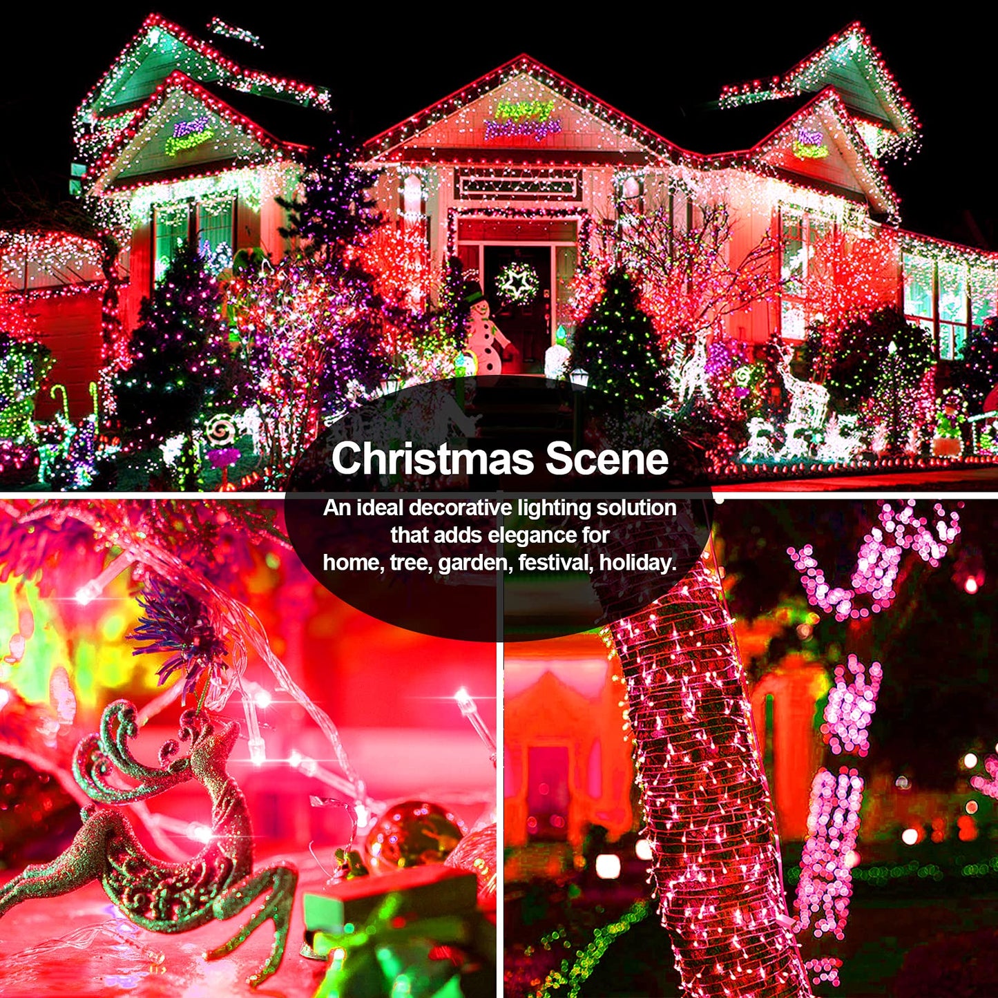 JXLEDAYY 403 FT 1000 LED Christmas Lights Outdoor Fairy Lights Plug in Extra Long String Lights Waterproof 8 Modes Timer for Outside House Tree Garden Yard Wedding Party Decorations-Red