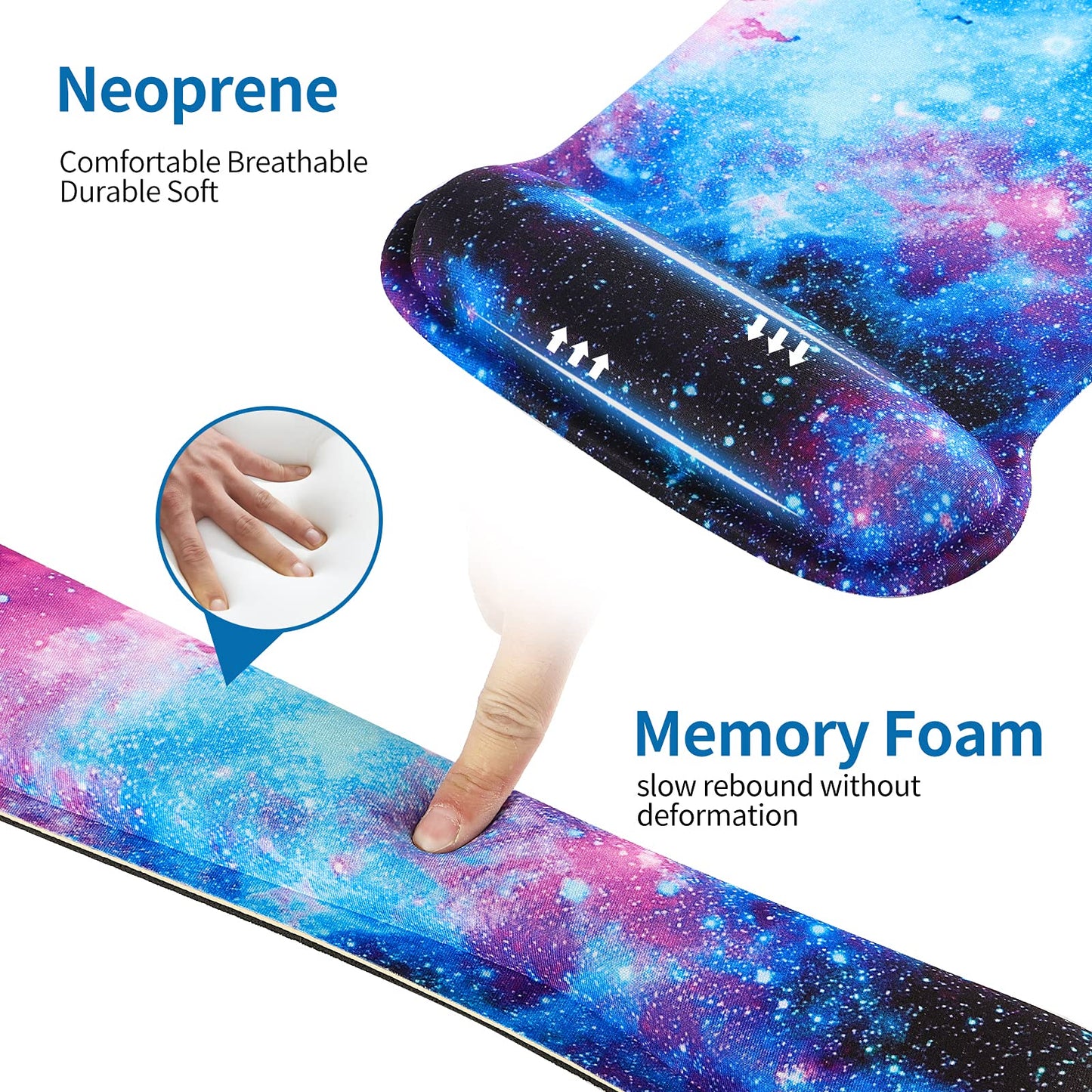 RICHEN Keyboard Wrist Rest Pad and Mouse Wrist Rest Support Mouse Pad Set,Durable & Comfortable & Lightweight for Easy Typing & Pain Relief-Ergonomic Support (Galaxy)