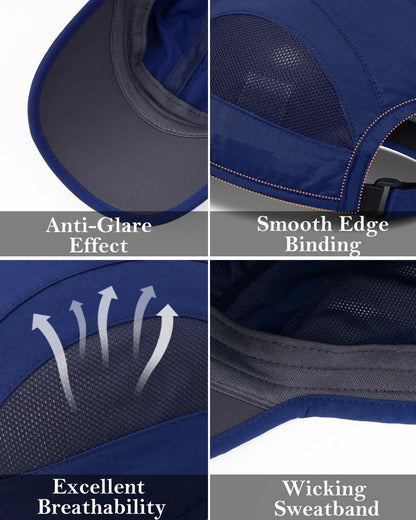 GADIEMKENSD Cooling Running Hat Quick Dry Summer Baseball Cap UPF50+ Sports Sun Caps Breathable Mesh Trucker Dad Hats Unstructured for Golf Tennis Hiking Gym Camp American Blue M/L 7-7 1/2